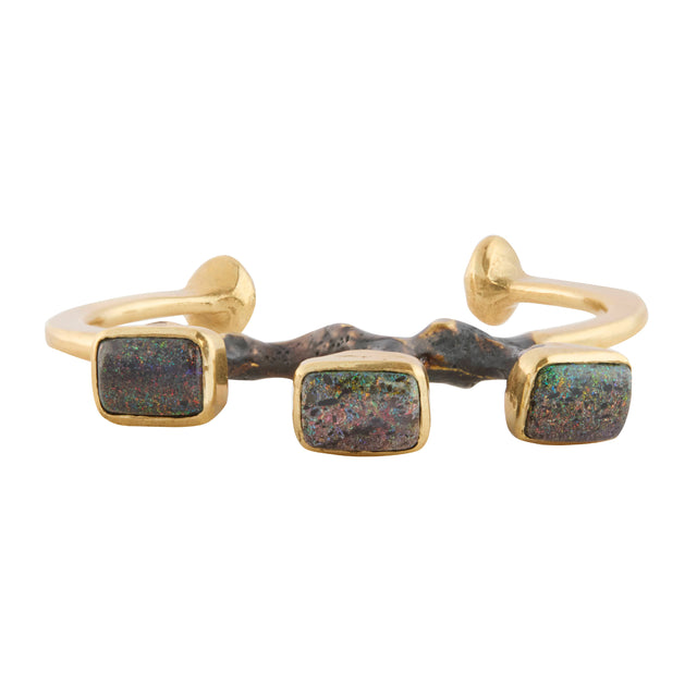 Square Black Opal Tripe Triple Spore Cuff