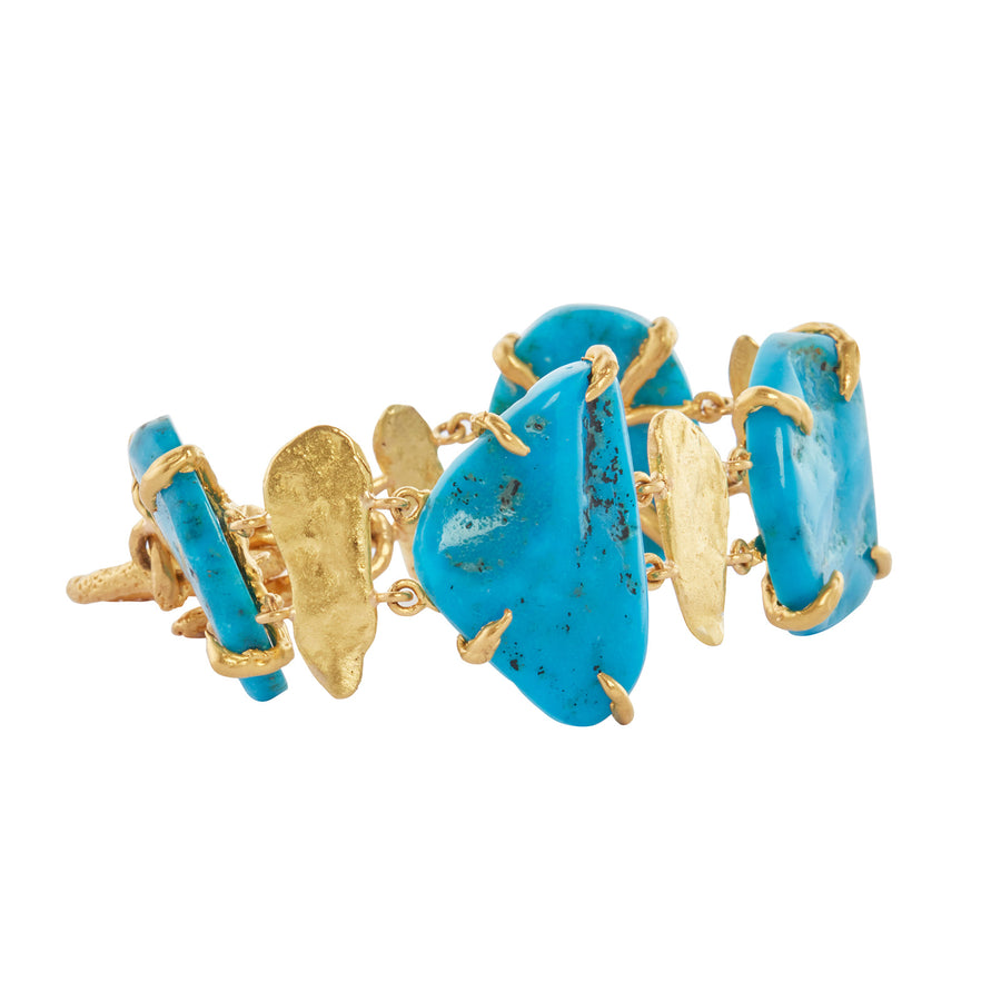 Lisa Eisner Jewelry Kingman Turquoise and Gold Nugget Bracelet - Bracelets - Broken English Jewelry side view