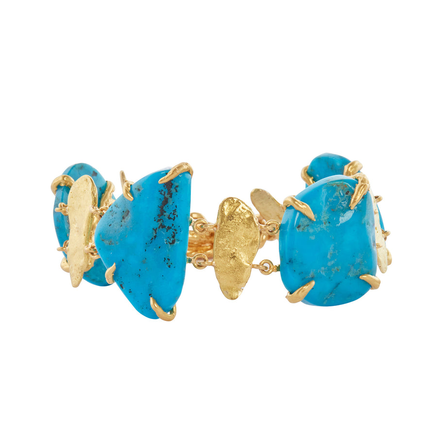 Lisa Eisner Jewelry Kingman Turquoise and Gold Nugget Bracelet - Bracelets - Broken English Jewelry front view
