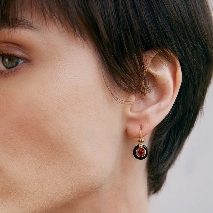 Sauer Garnet Chakras Frame Earrings - Earrings - Broken English Jewelry on model