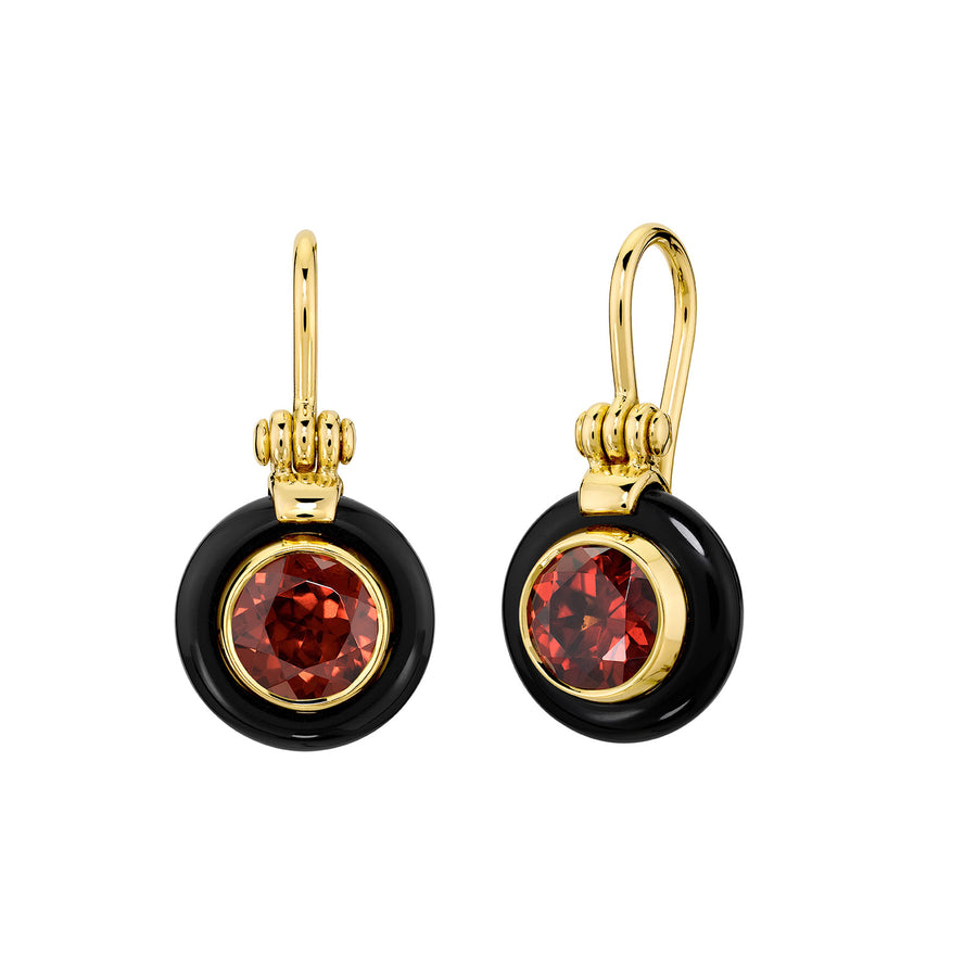 Sauer Garnet Chakras Frame Earrings - Earrings - Broken English Jewelry front and angled view