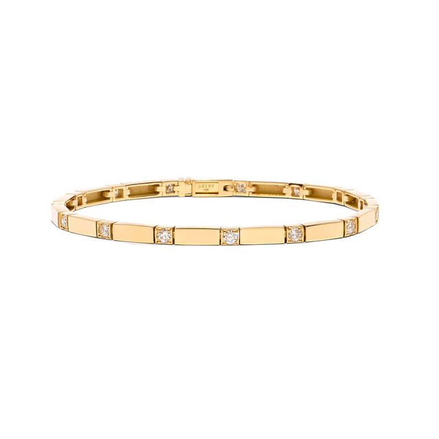 Azlee Gold Bar Tennis Bracelet, front view