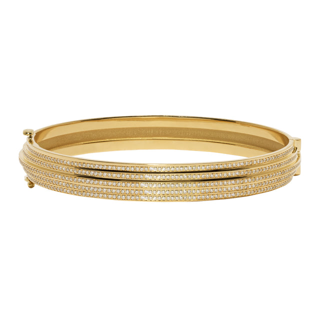 Azlee - Pave Diamond Medium 5-Tier Staircase Bangle