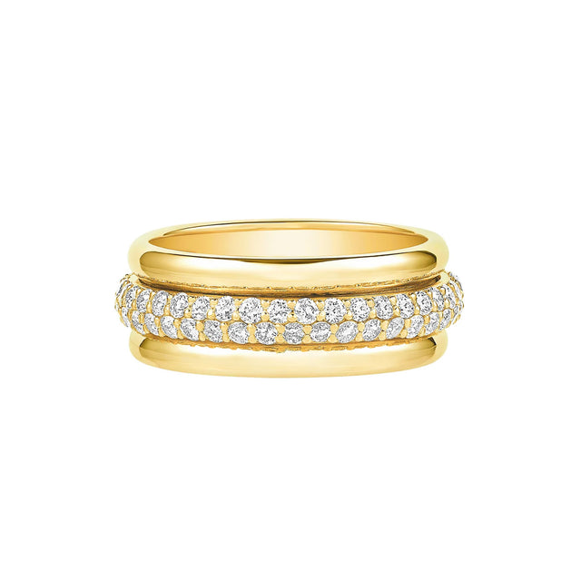 Carbon & Hyde Orbit Diamond Ring - Yellow Gold - Broken English Jewelry front view