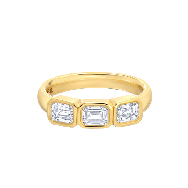 Carbon & Hyde Emerald Cut Trio Pinky Ring - Rings - Broken English Jewelry front view