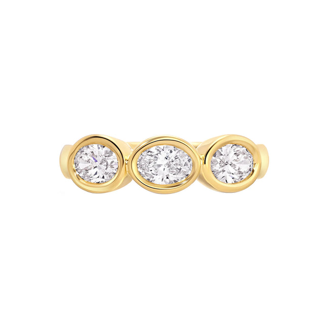 Carbon & Hyde Oval Trio Pinky Ring - Rings - Broken English Jewelry front view