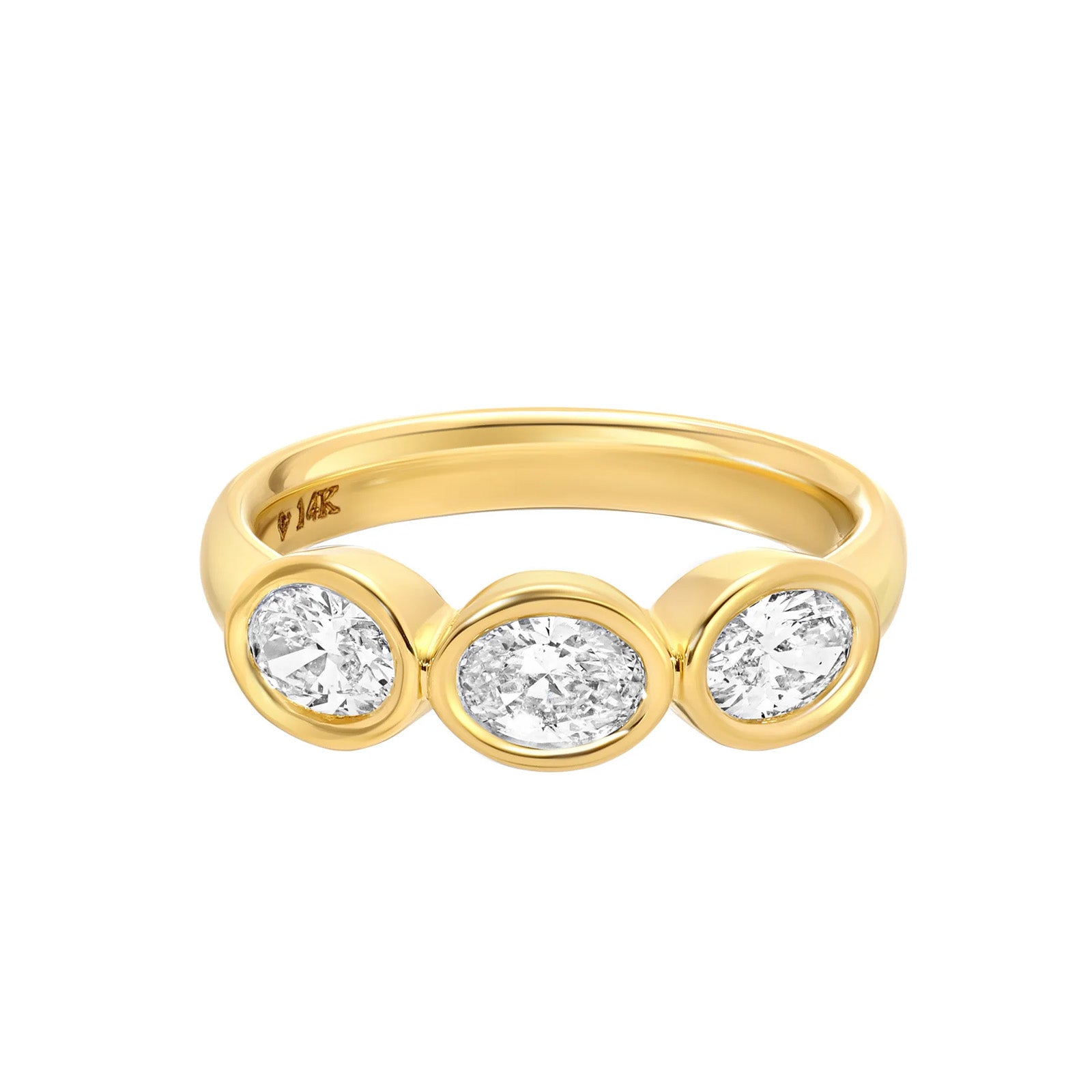 Carbon & Hyde Oval Trio Pinky Ring - Rings - Broken English Jewelry top view