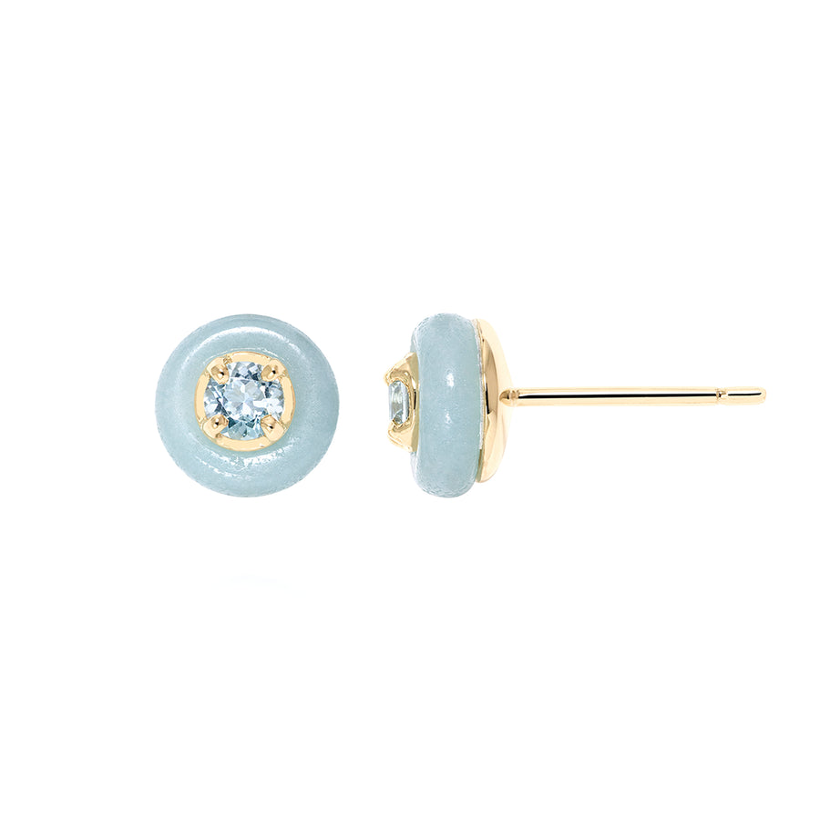 Mini Amazonite and Blue Topaz Frames Stud Earrings
