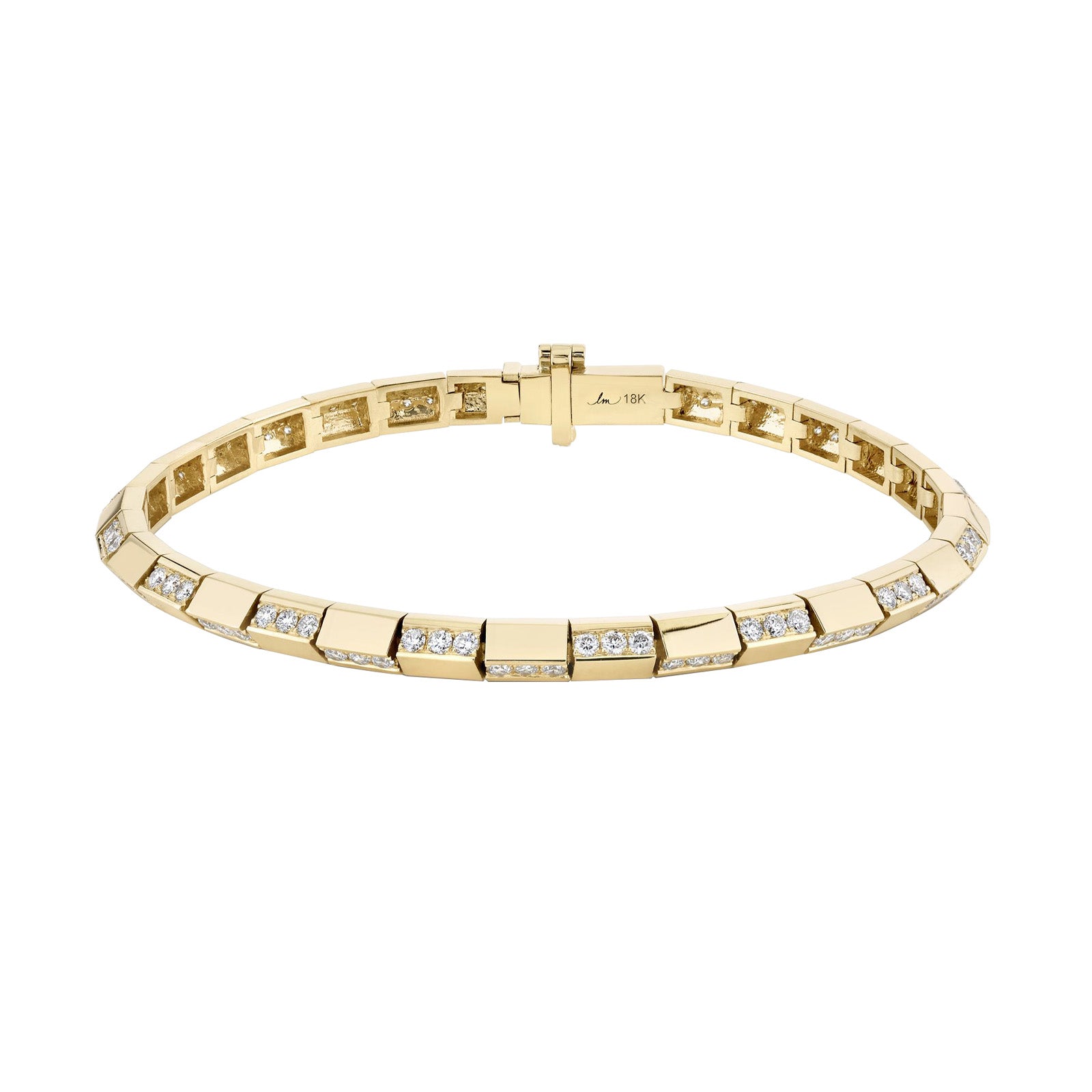 Lizzie Mandler Alternating Diamond Knife Edge Bar Tennis Bracelet - Bracelets - Broken English Jewelry