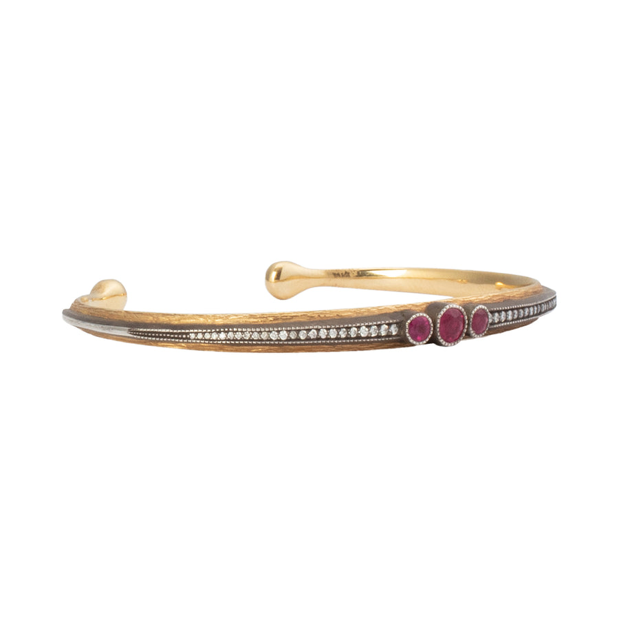 Arman Sarkisyan 3 Stone Gold Cuff - Bracelets - Broken English Jewelry