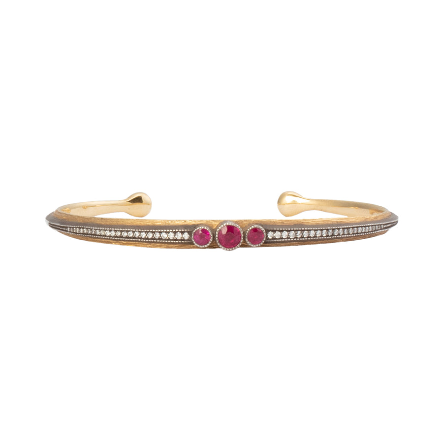 Arman Sarkisyan 3 Stone Gold Cuff - Bracelets - Broken English Jewelry
