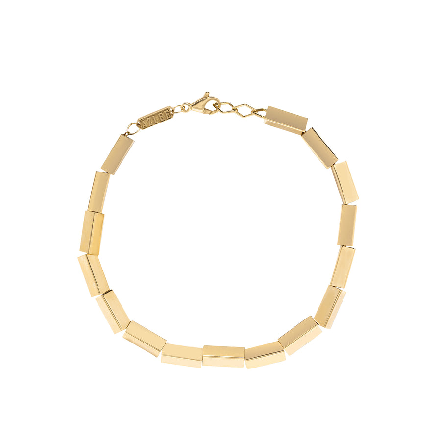 Azlee Adjustable Large Gold Bar Bracelet, top view