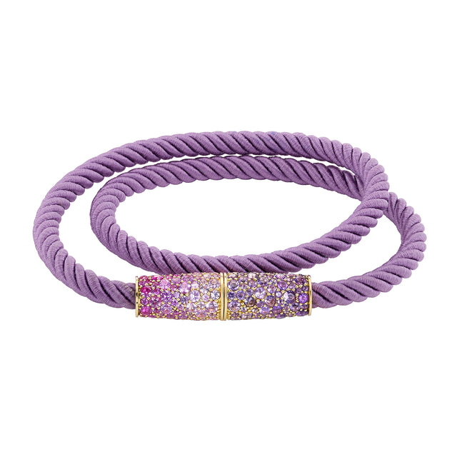 Sapphire and Amethyst Purple Silk Bracelet