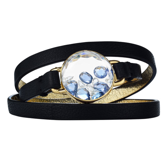 Italian Leather Kaleidoscope Shaker Bracelet 18K Yellow Gold 20" - Main Img