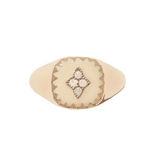 White Pierrot Signet Ring - Main Img