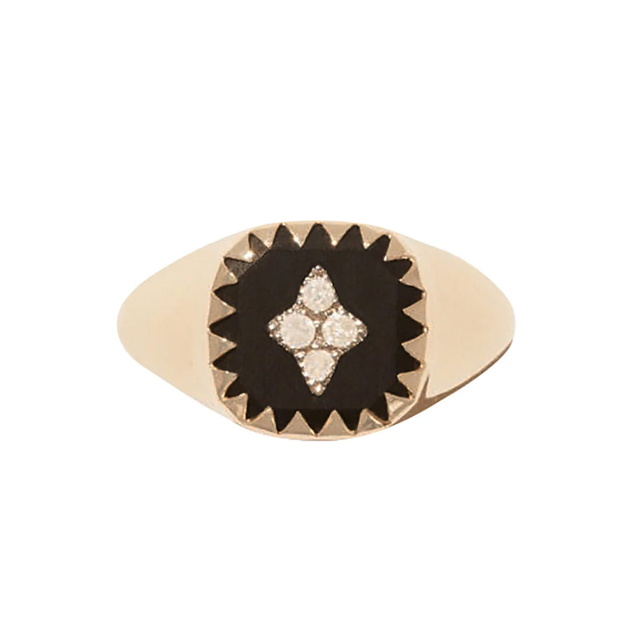 Pascale Monvoisin Black Pierrot Signet Ring - Rings - Broken English Jewelry front view