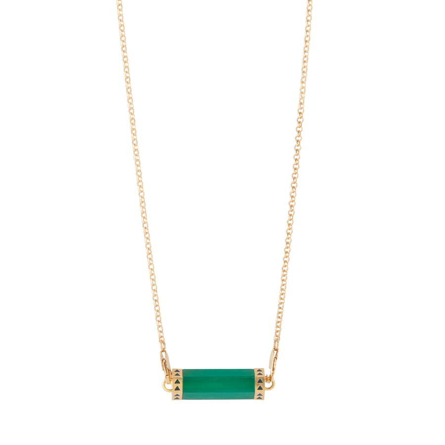 Maqé Green Onyx Enamel Pendant Jasseron Chain Necklace front view