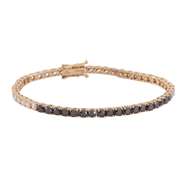 Brown, Black and White Diamond Trio Panel Bracelet