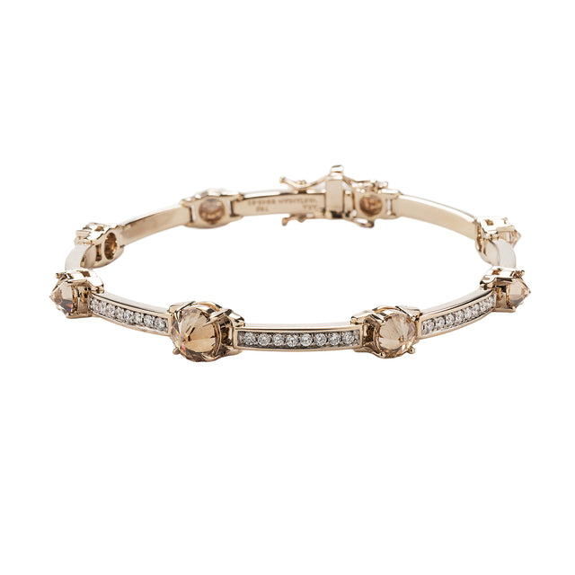 Brown and White Diamond Spiked Bracelet