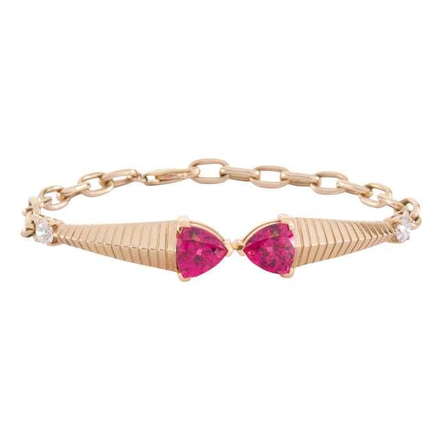 Rubellite and Diamond Bowtie Bracelet
