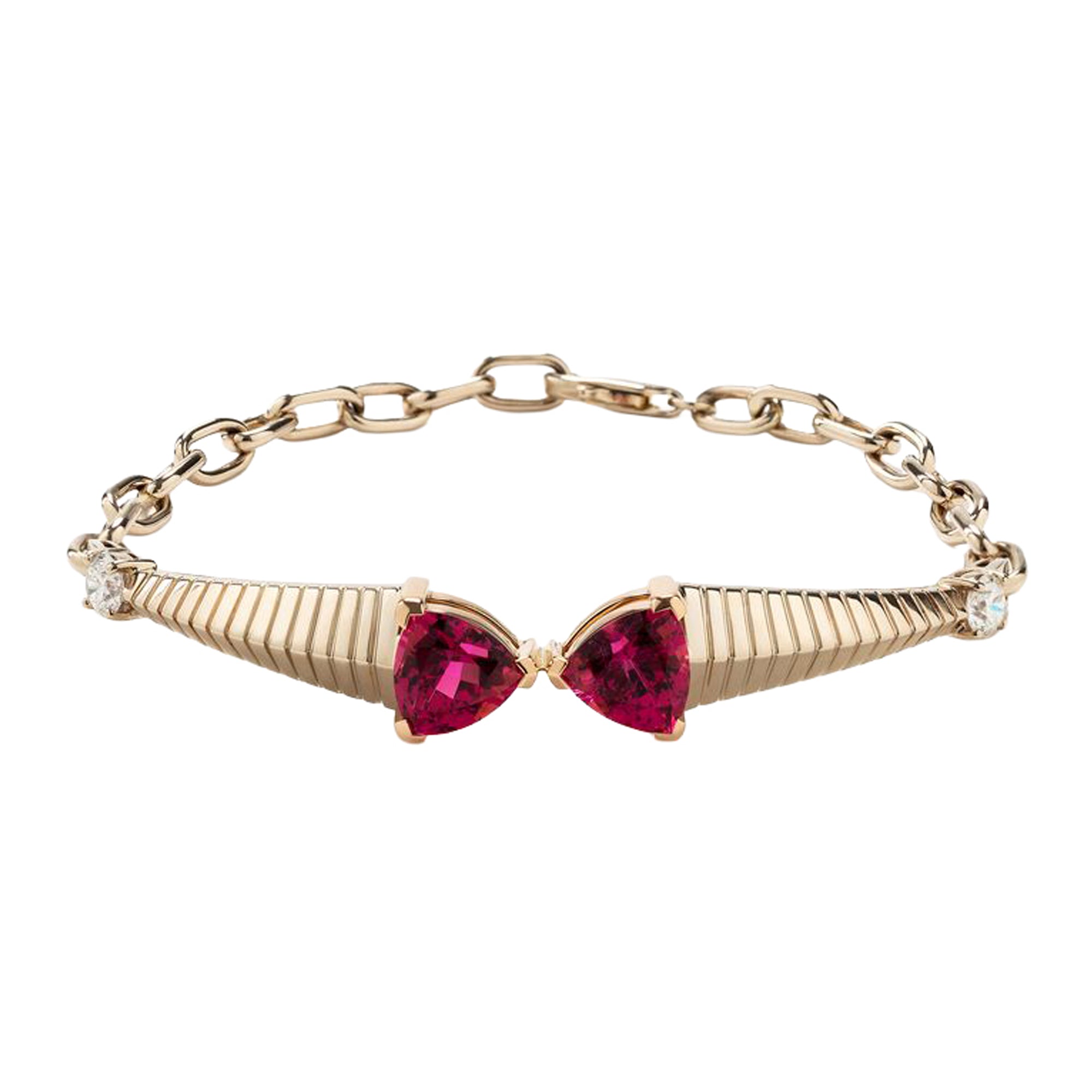 Rubellite and Diamond Bowtie Bracelet