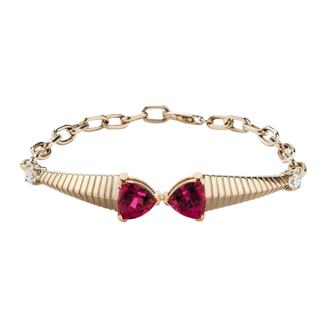 Rubellite and Diamond Bowtie Bracelet