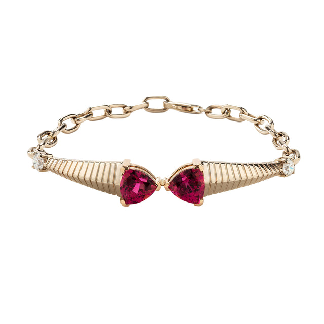 Rubellite and Diamond Bowtie Bracelet