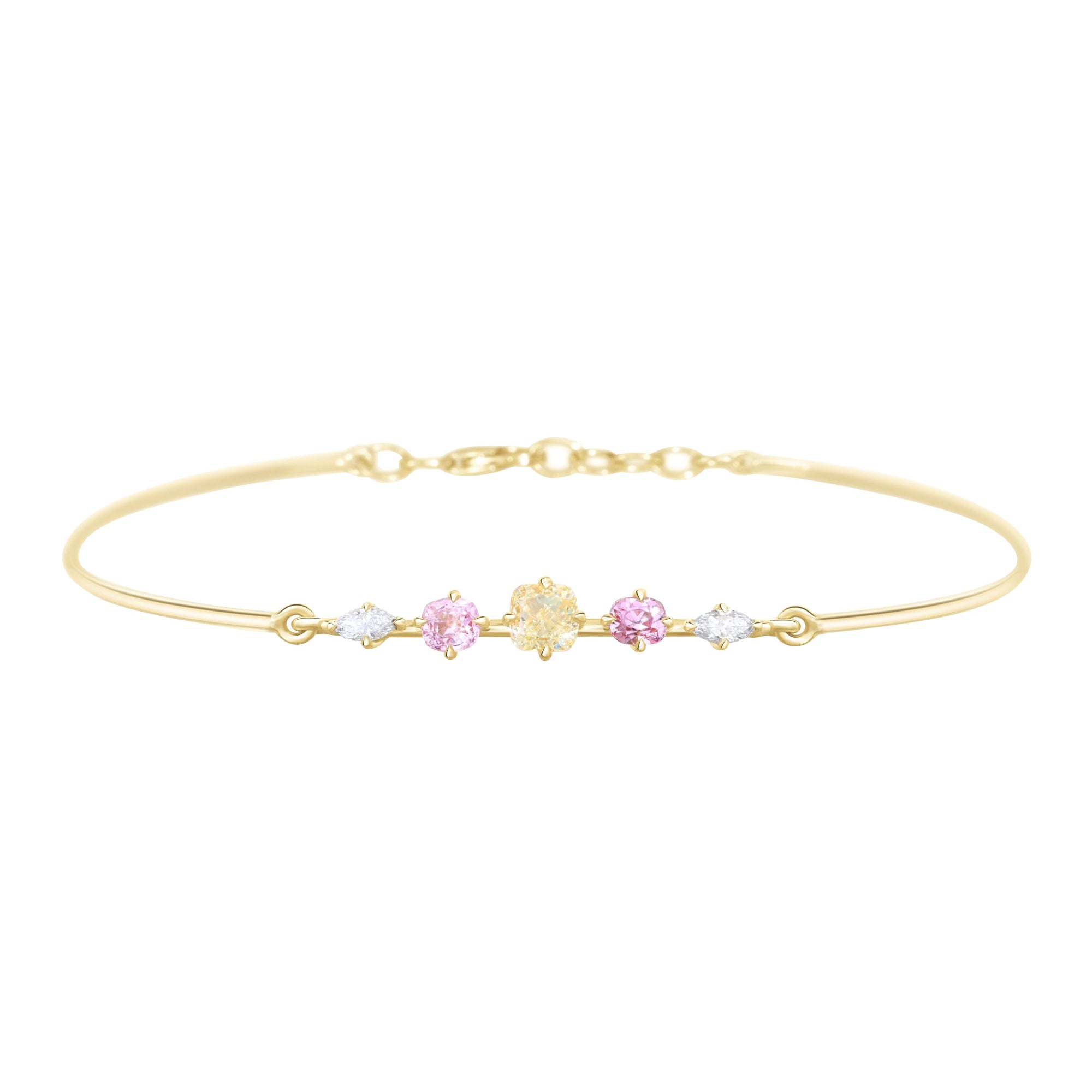 Champagne Diamond and Pink Spinel Compass Bangle