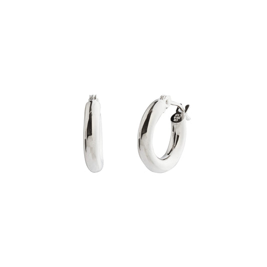 Mini Shiny Lite Tube Hoops - 3mm - White Gold - Main Img