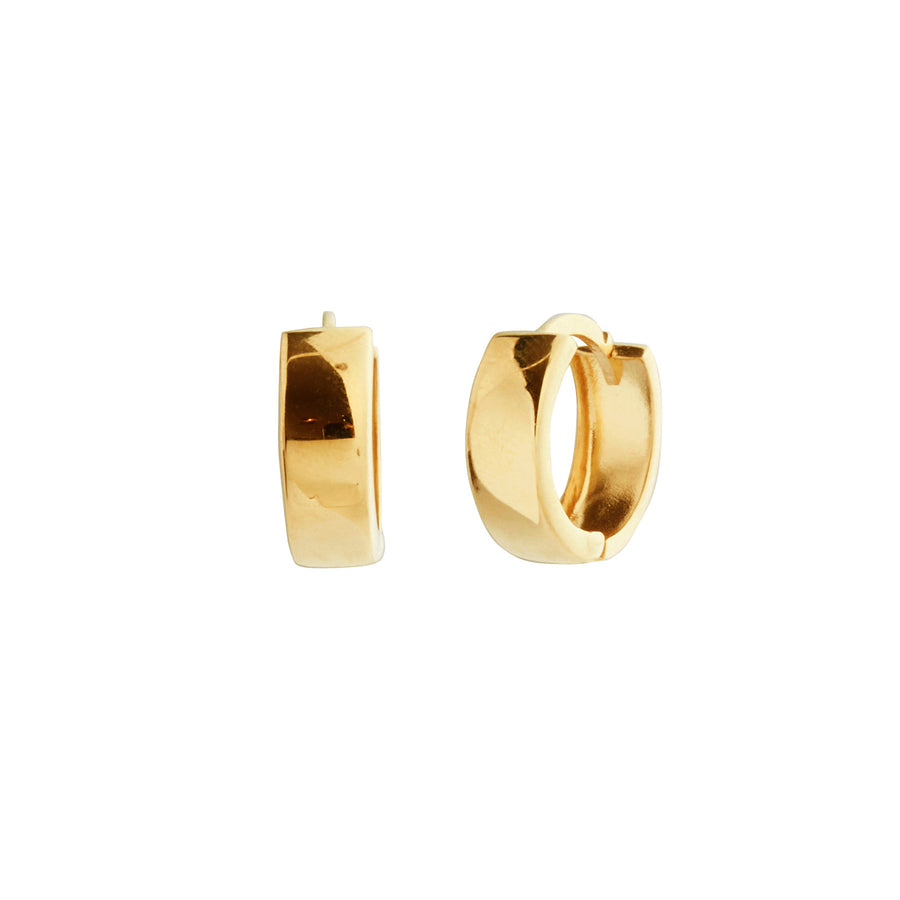 BE Jewelry Snuggable Hoops - 47mm - Yellow Gold - Earrings - Broken English Jewelry front and angled view
