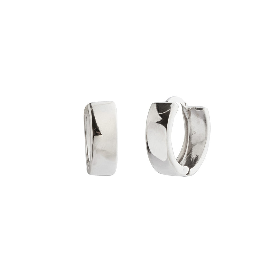 BE Jewelry Snuggable Hoops - 47mm - White Gold - Earrings - Broken English Jewelry front and angled view