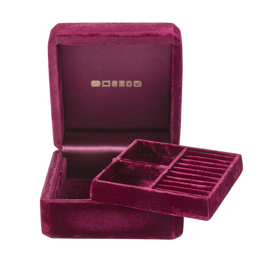 Medium Velvet Jewelry Box - Merlot