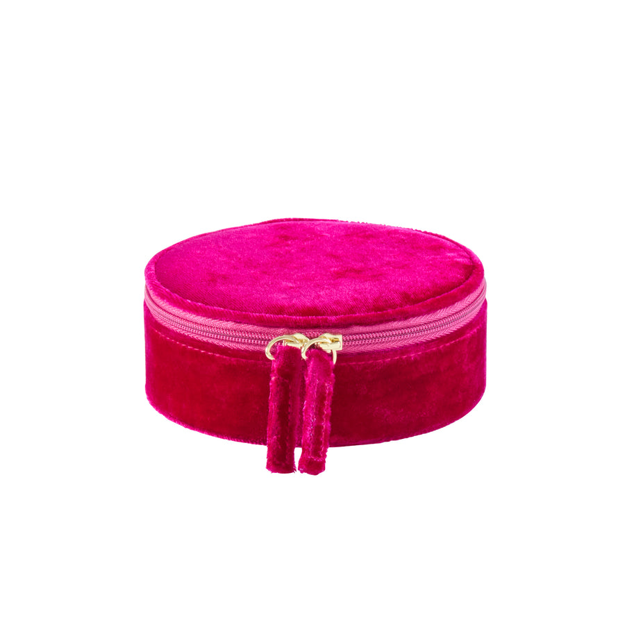 Travel Velvet Jewelry Box - Fuchsia