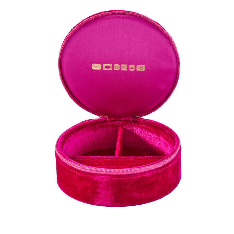 Travel Velvet Jewelry Box - Fuchsia