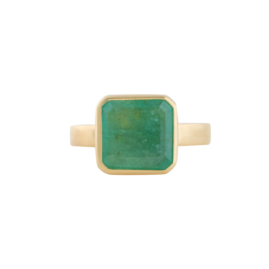 Faceted Emerald Signature Tapered Band Ring