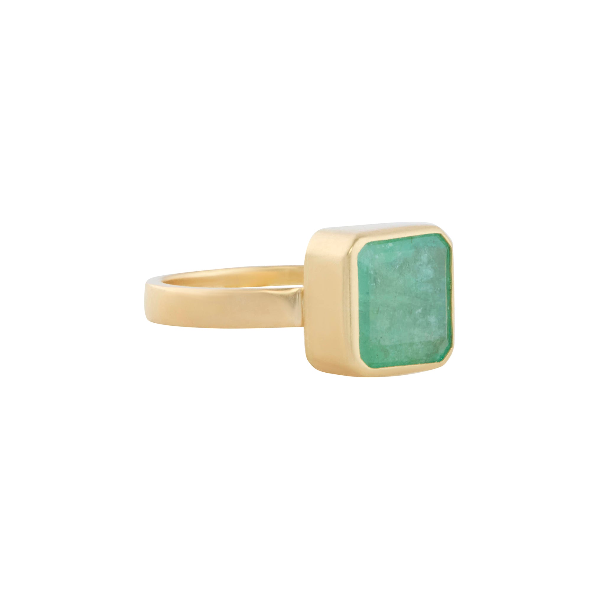Faceted Emerald Signature Tapered Band Ring