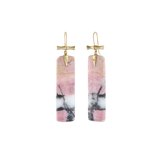 Rhodonite Japanese Scroll Earrings - Main Img