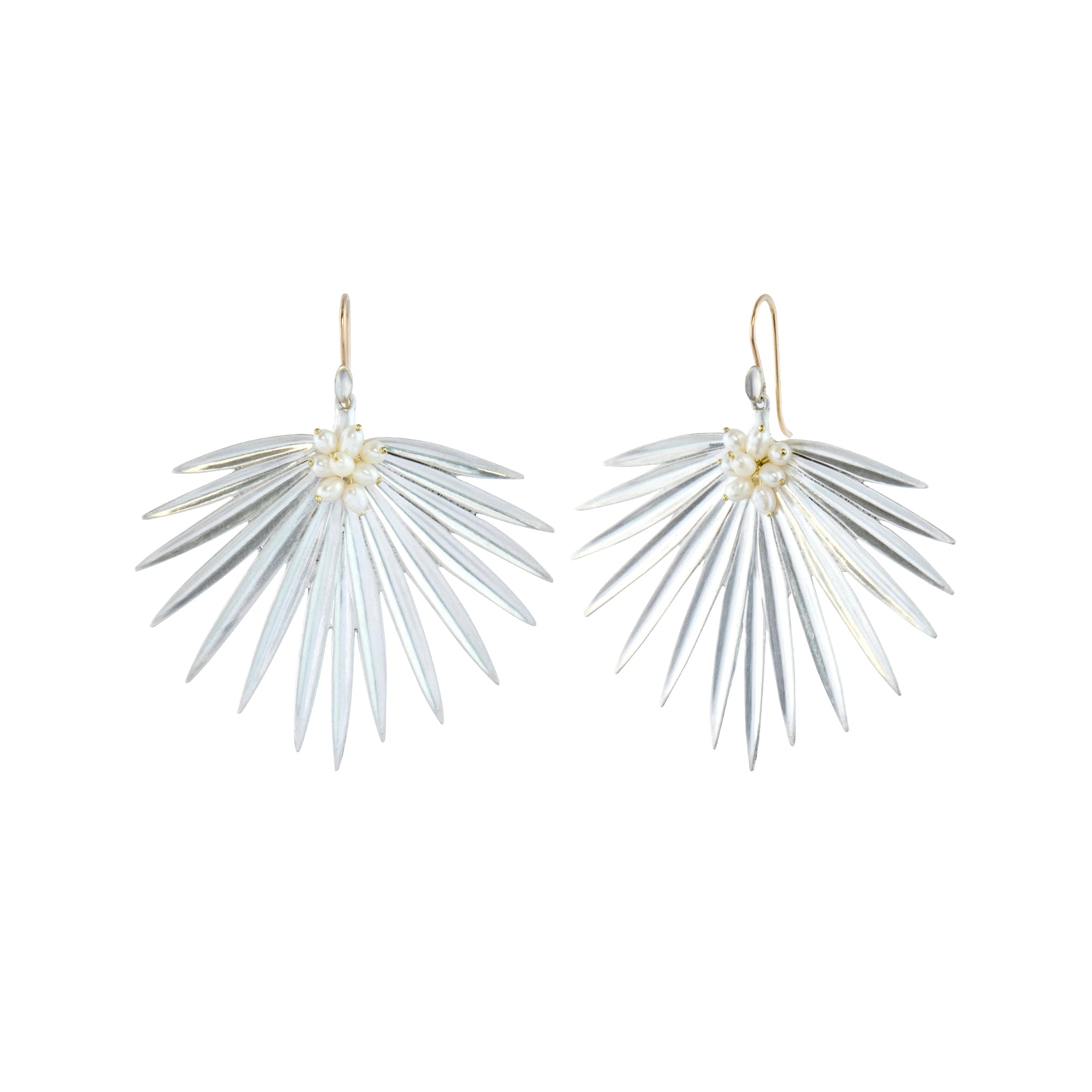 Pearl Large Fan Palm Earrings