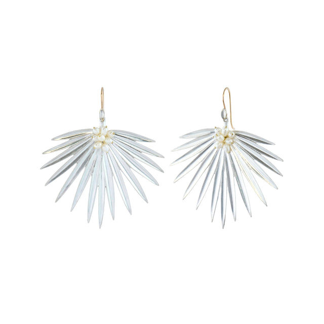 Pearl Large Fan Palm Earrings