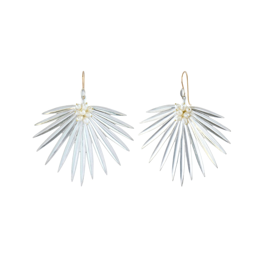 Pearl Large Fan Palm Earrings