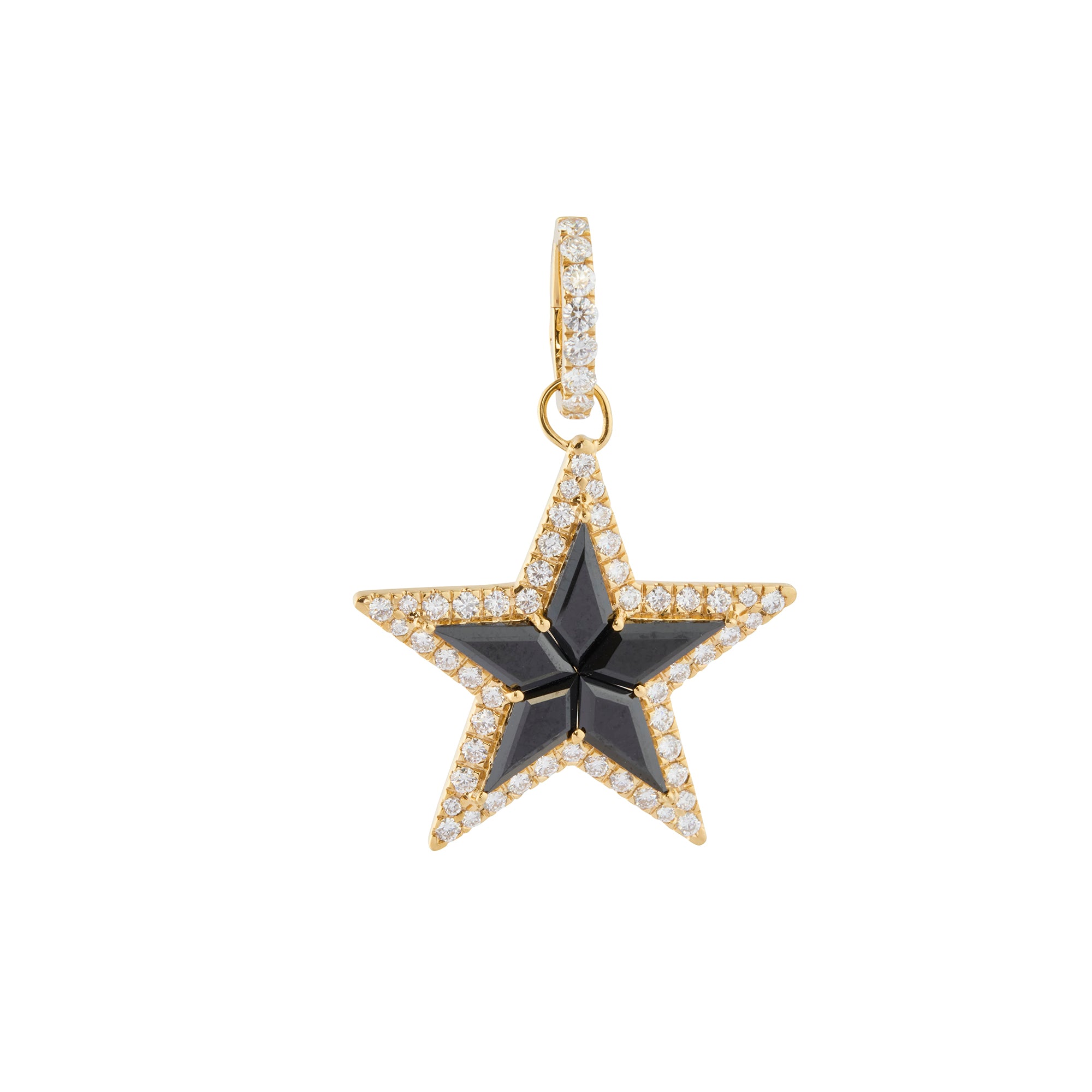 Black Spinel and Diamond Kite Star Pendant