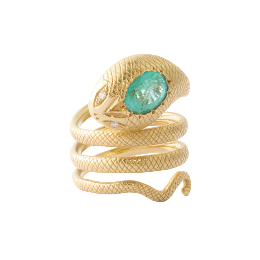 Snake Ring - Emerald and Diamond