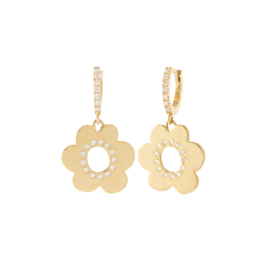 Flower Drop Huggie Earrings