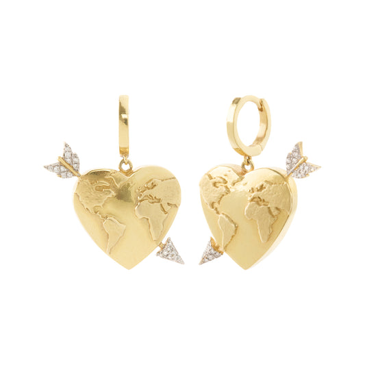 Heart Globe Arrow Earrings - Main Img