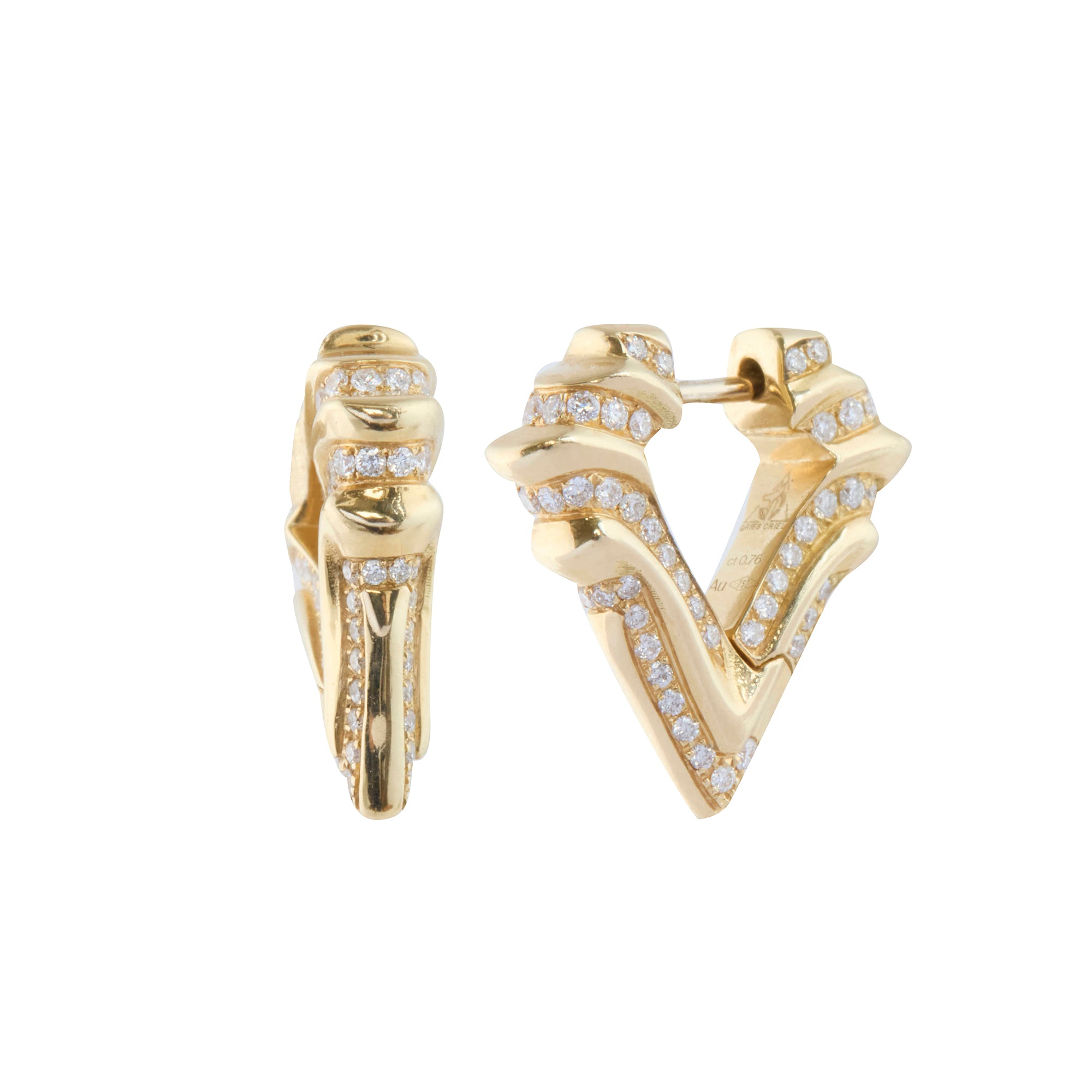 Pave Diamond Medium White Crow Brute Earrings