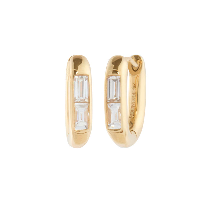 Single Baguette Diamond Petite Ear Fob