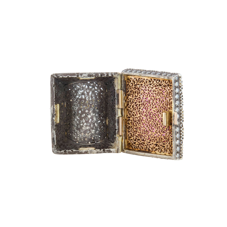 Indo Russian Tourmaline and Diamond Poison Ring