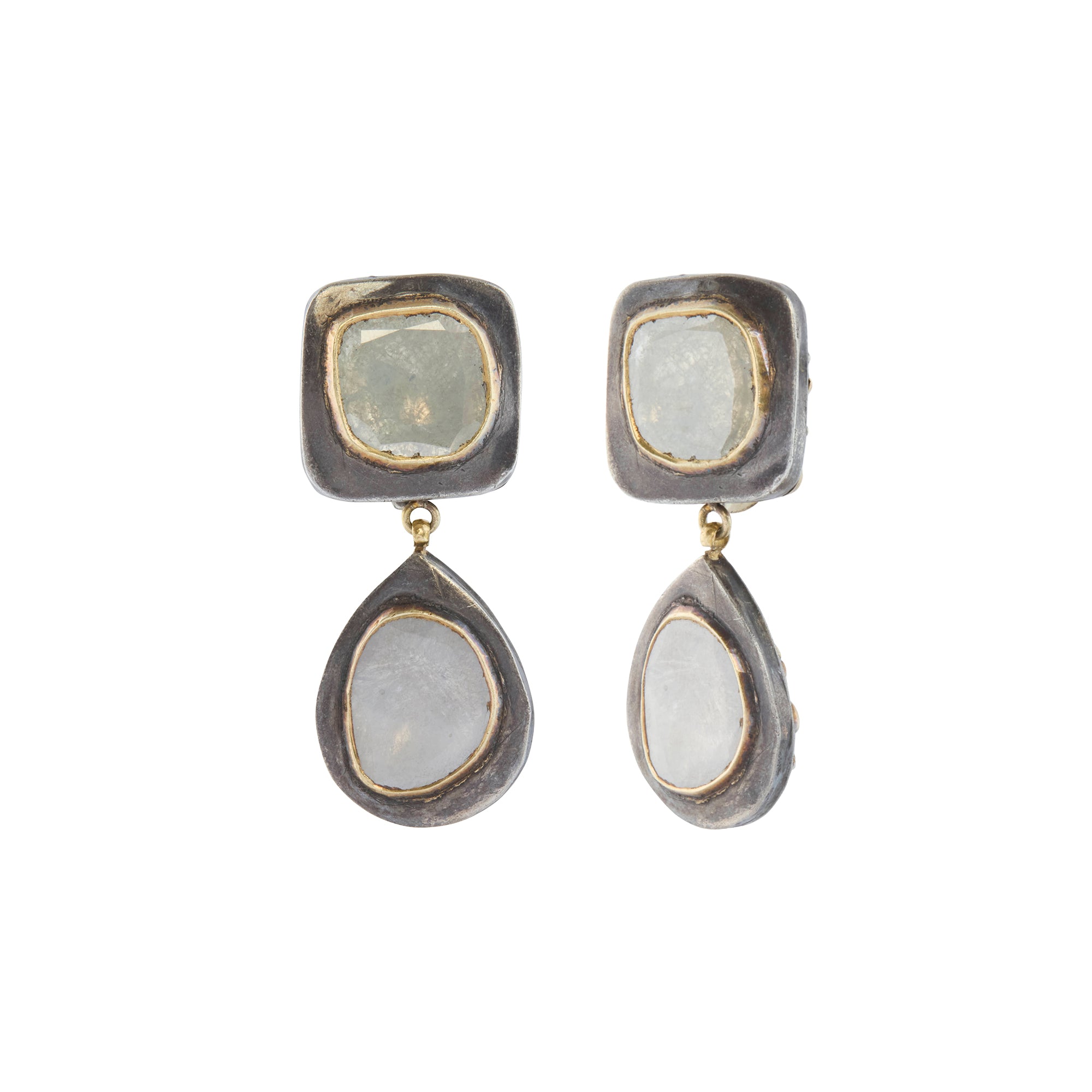 Flat Cut Diamond Earrings