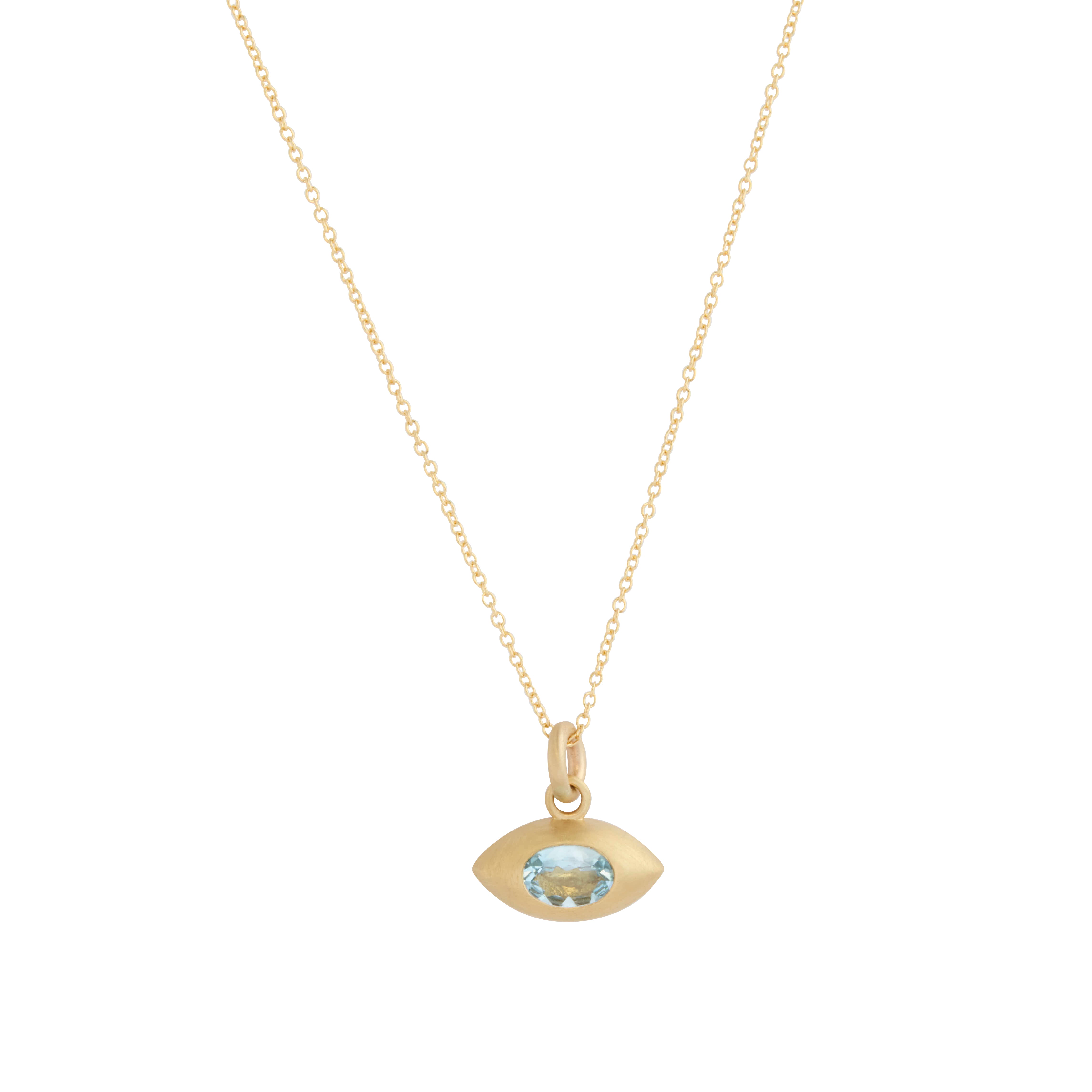 Aquamarine Eye Necklace - 16"