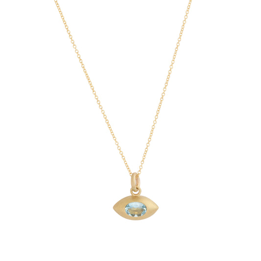 Aquamarine Eye Necklace - 16" - Main Img